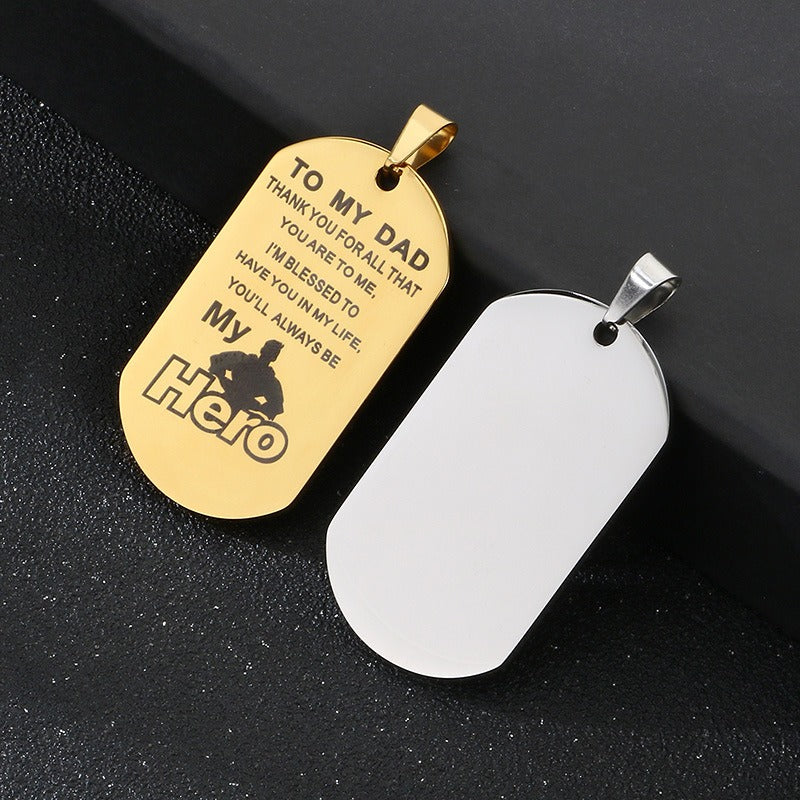 Kemstone Men’s Titanium Steel Necklace – “My Hero” Pendant KP100236-Z