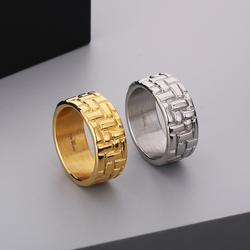 Kemstone Stainless Steel Minimalist Ring – Geometric Circle Band for Men | Urban Gothic Streetwear Style KR107928-KJX