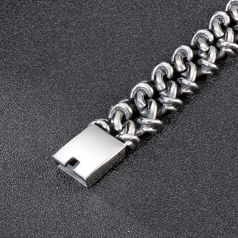 Kemstone Men’s Stainless Steel Viking Chain Bracelet – 16–20mm Gothic Street Warrior KB82293-BD