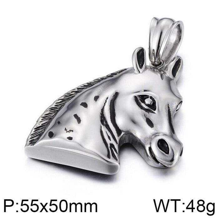 Collar Kemstone con hebilla de cabeza de lobo vikingo retro de acero titanio y titanio del Rey León y Caballo Salvaje: una pieza llamativa para hombre Kemstone KP54394