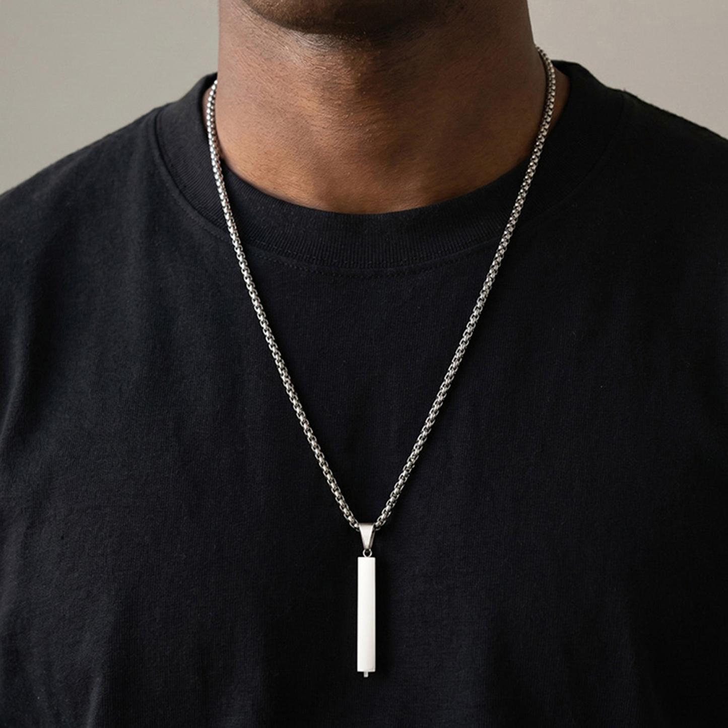 Kemston Letter Necklace for Men Stainless Steel Bar Pendant Minimalist Design PN-2380