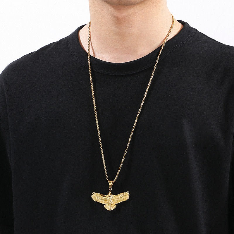 Kemstone Eagle Wingspan Pendant Necklace – 316L Stainless Steel Bold Men's Jewelry KP130928