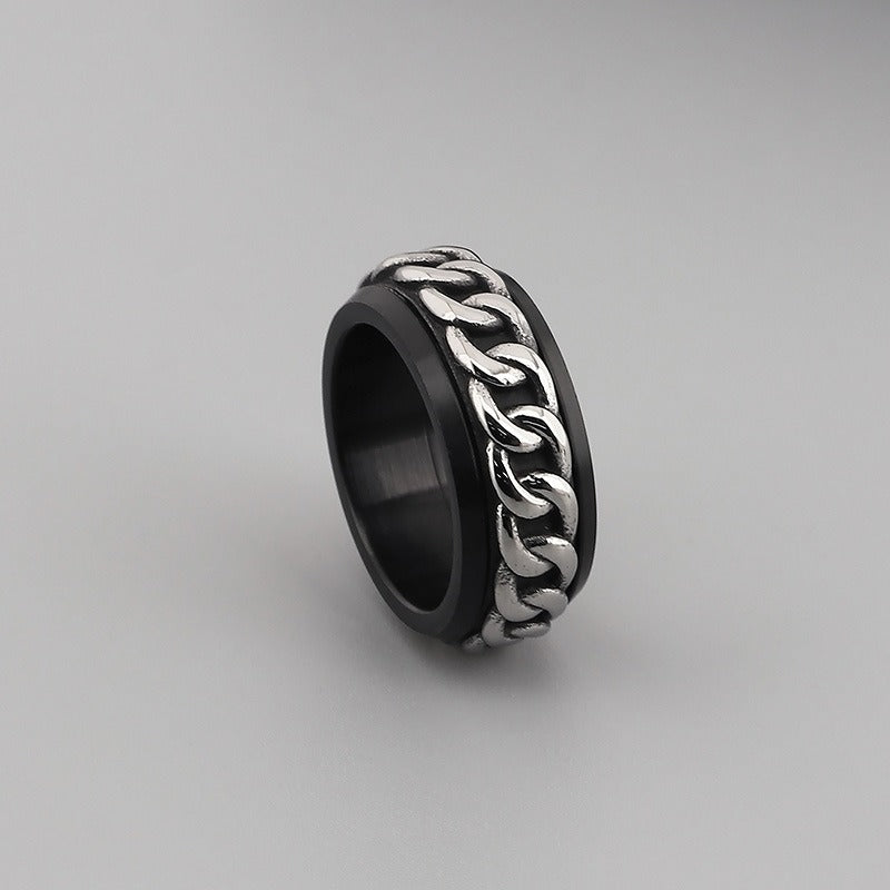 Anello meccanico retrò Kemstone - Design gotico rotante per accessori antistress KR44457-K