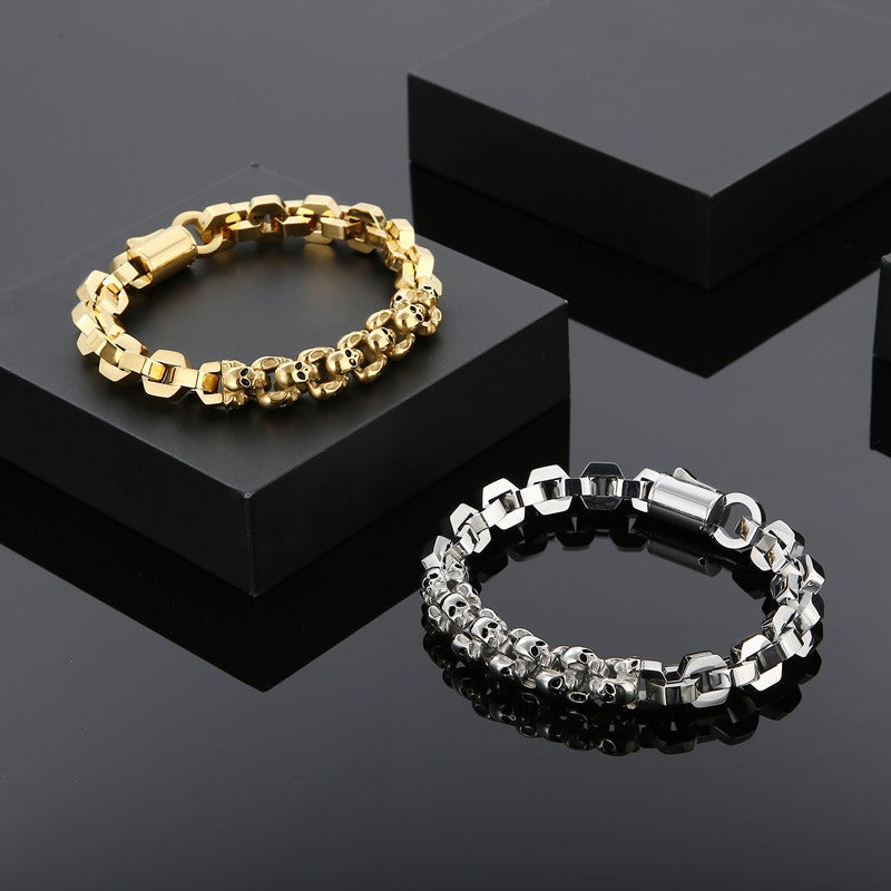 Kemstone Creative Skull Fusion Titanium Steel Men's Bracelet – Bold Punk Style KB152155-KFC