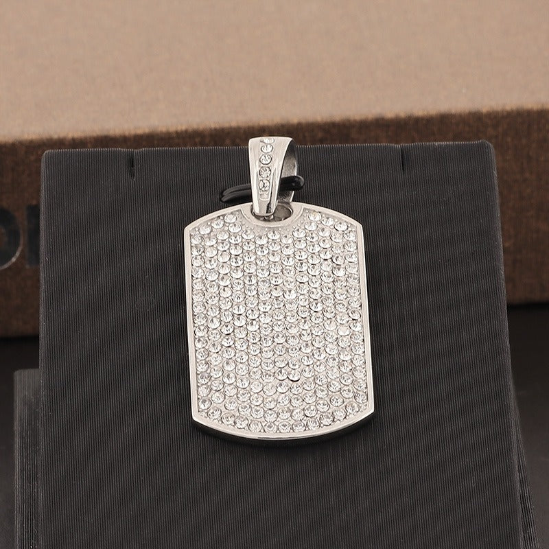 Kemstone Men's Iced-Out Pendant – Full Crystal Cuban Link Stainless Steel KP130506
