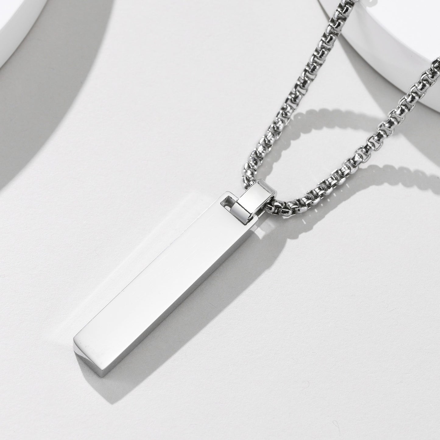 Kemstone Roman Numeral Drip Pendant Necklace – Stainless Steel Bar Chain PPN-067