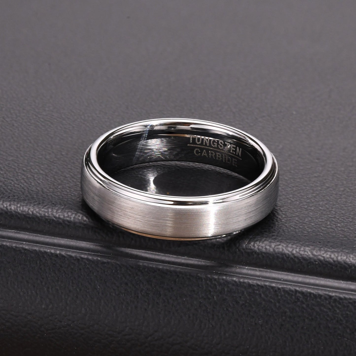 Kemstone Tungsten Steel Graduation Ring – 5mm Black & Gold Matte Finish Men's TCR-061