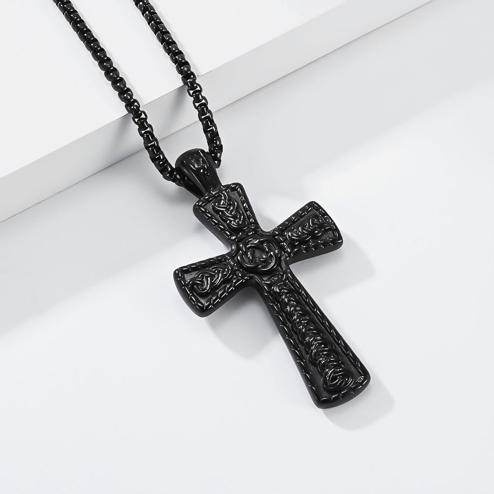 Kemstone Celtic Cross Necklace for Men Stainless Steel Interwoven Knot Pendant K-PT734