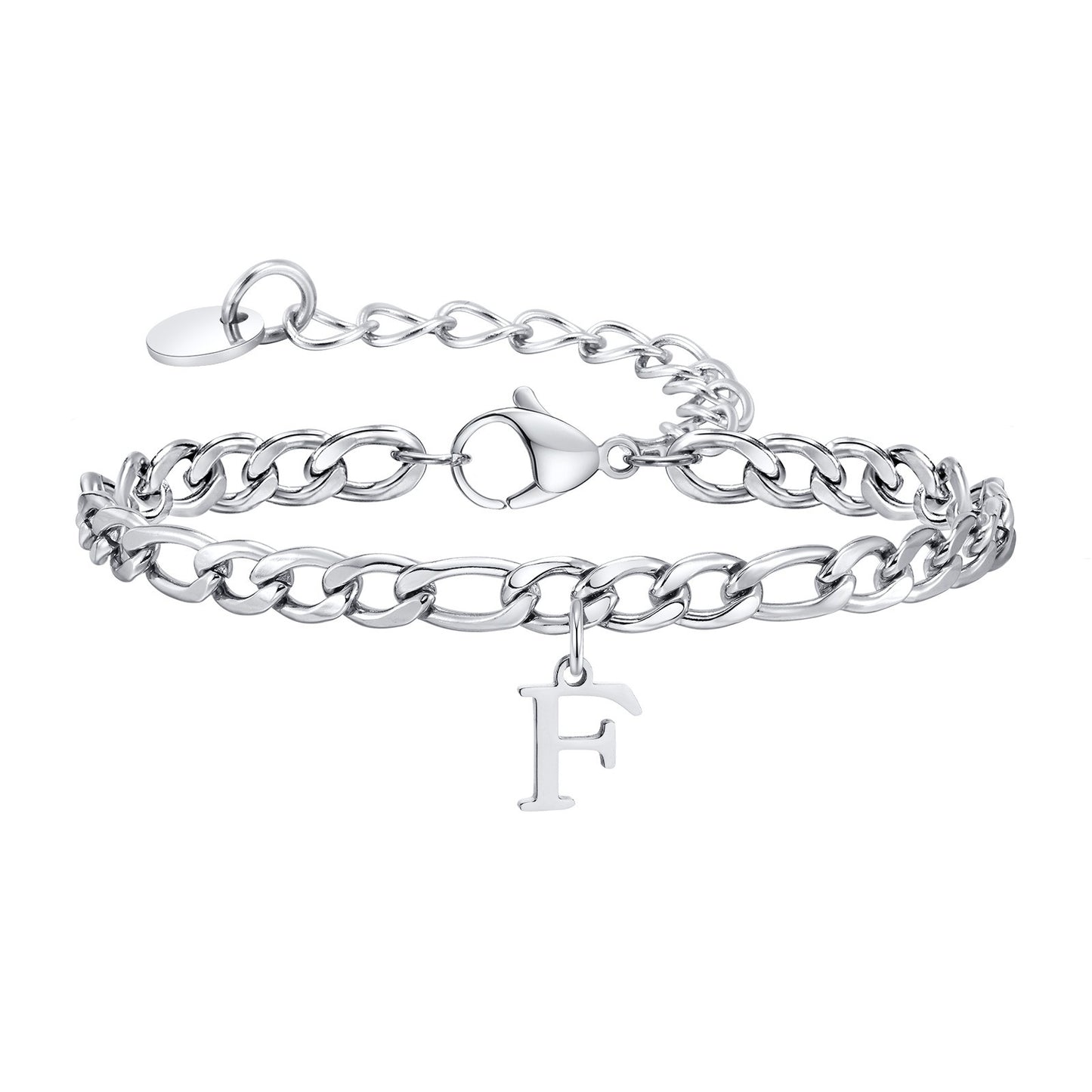 Kemstone Men's Stainless Steel 3:1 NK Chain Bracelet with Bold Alphabet Pendant - Durable Everyday Accessory for Casual to Formal Looks BR-2058