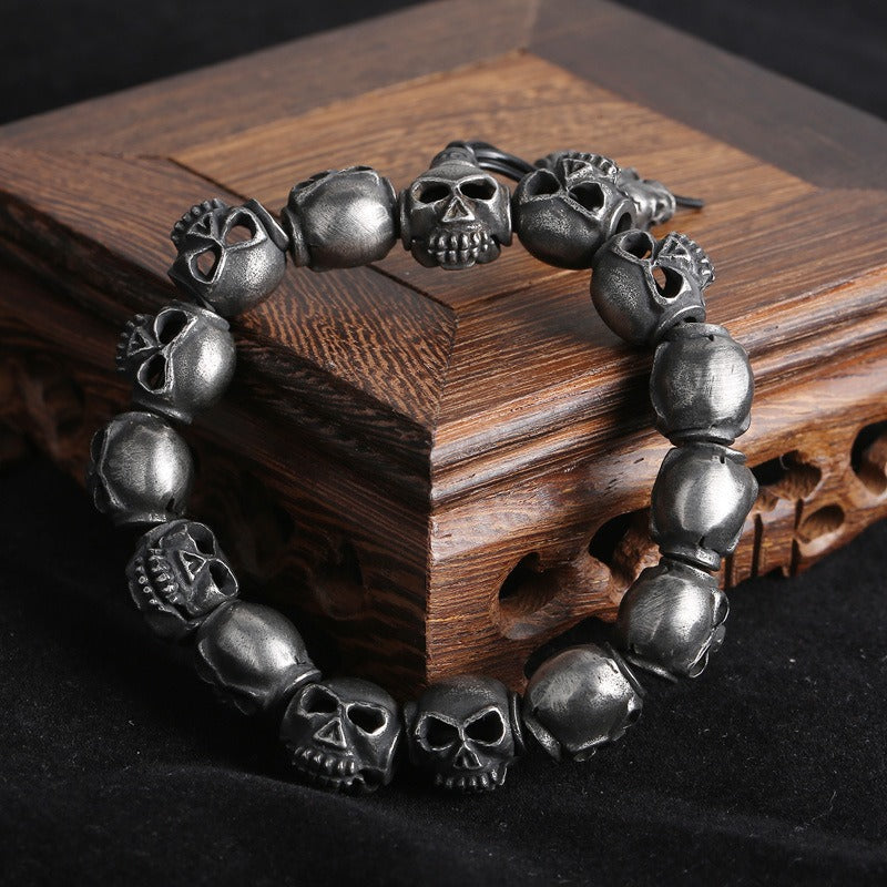 Kemstone Titanium Steel Gothic Skull Elastic Rope Bracelet for Men KB161368-KJX