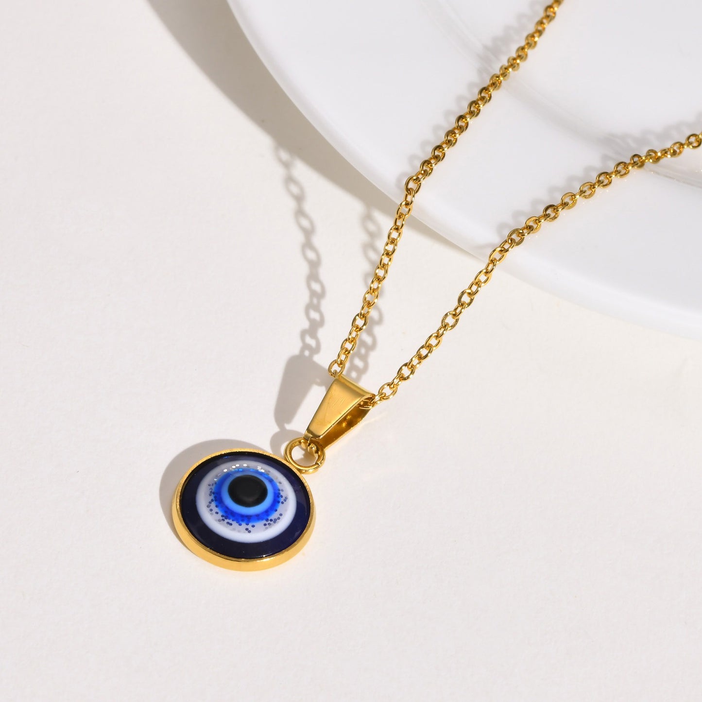 Collar con colgante de ojo malvado de acero inoxidable Kemstone, joya minimalista dorada para el día a día PN-1848