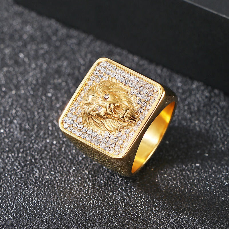 Kemstone Bold Statement Rings β Stainless Steel Lion Head / Cross / Yin Yang Signet KR112697