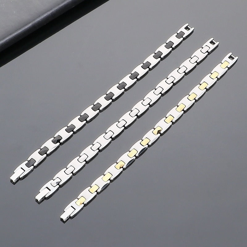 Kemstone Men’s Tungsten Steel Magnetic Germanium Bracelet – 8mm Link Chain KB208921-JI