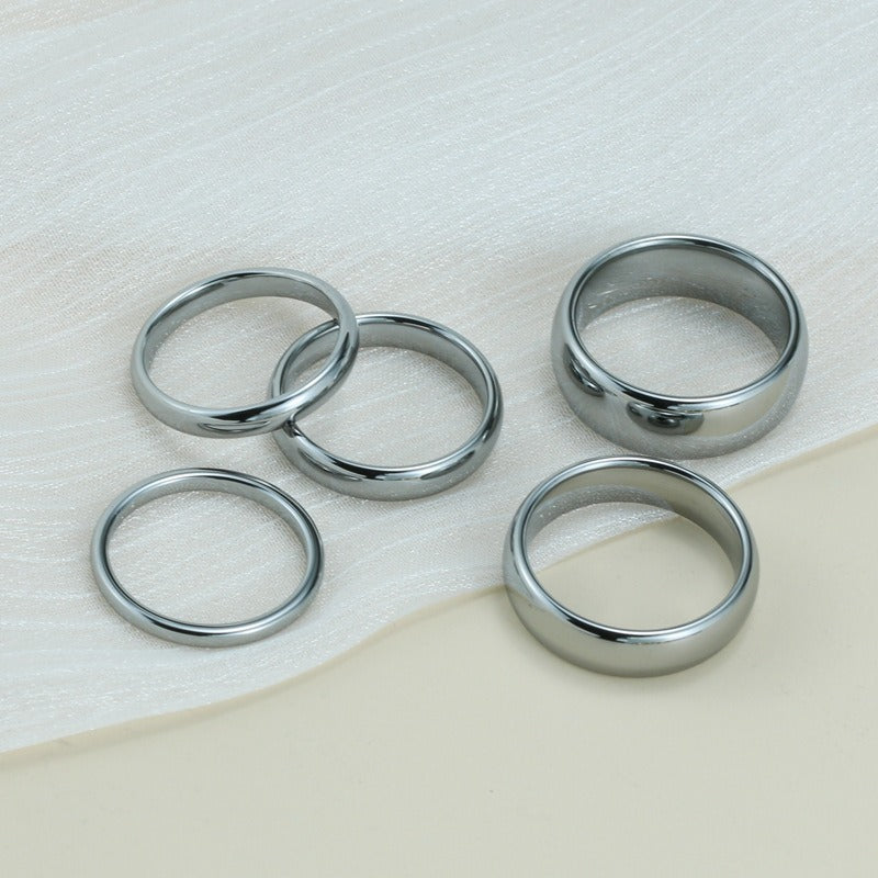 Anillo minimalista de pareja de acero de tungsteno Kemstone | Acabado liso, elegancia para el día a día TCR042
