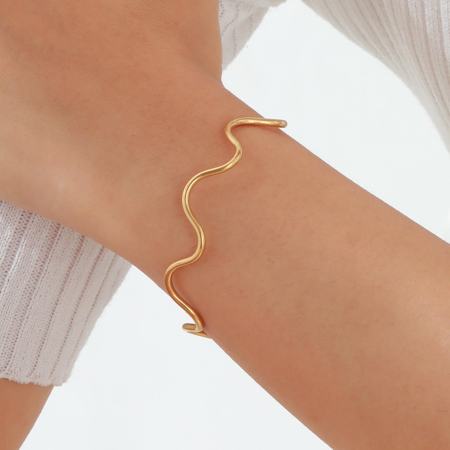 Wave Choker & Bracelet for Women – Stainless Steel Minimalist Street Jewelry | Gothic Nordic Vibe NC-1809