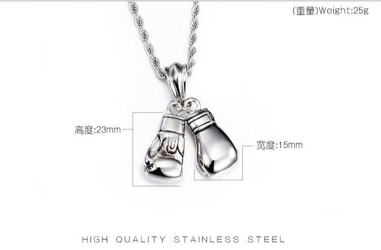 Kemstone Titanium Steel Boxing Glove Pendant – Heavyweight Fist Necklace for Men’s Street & Gym Style KP42085