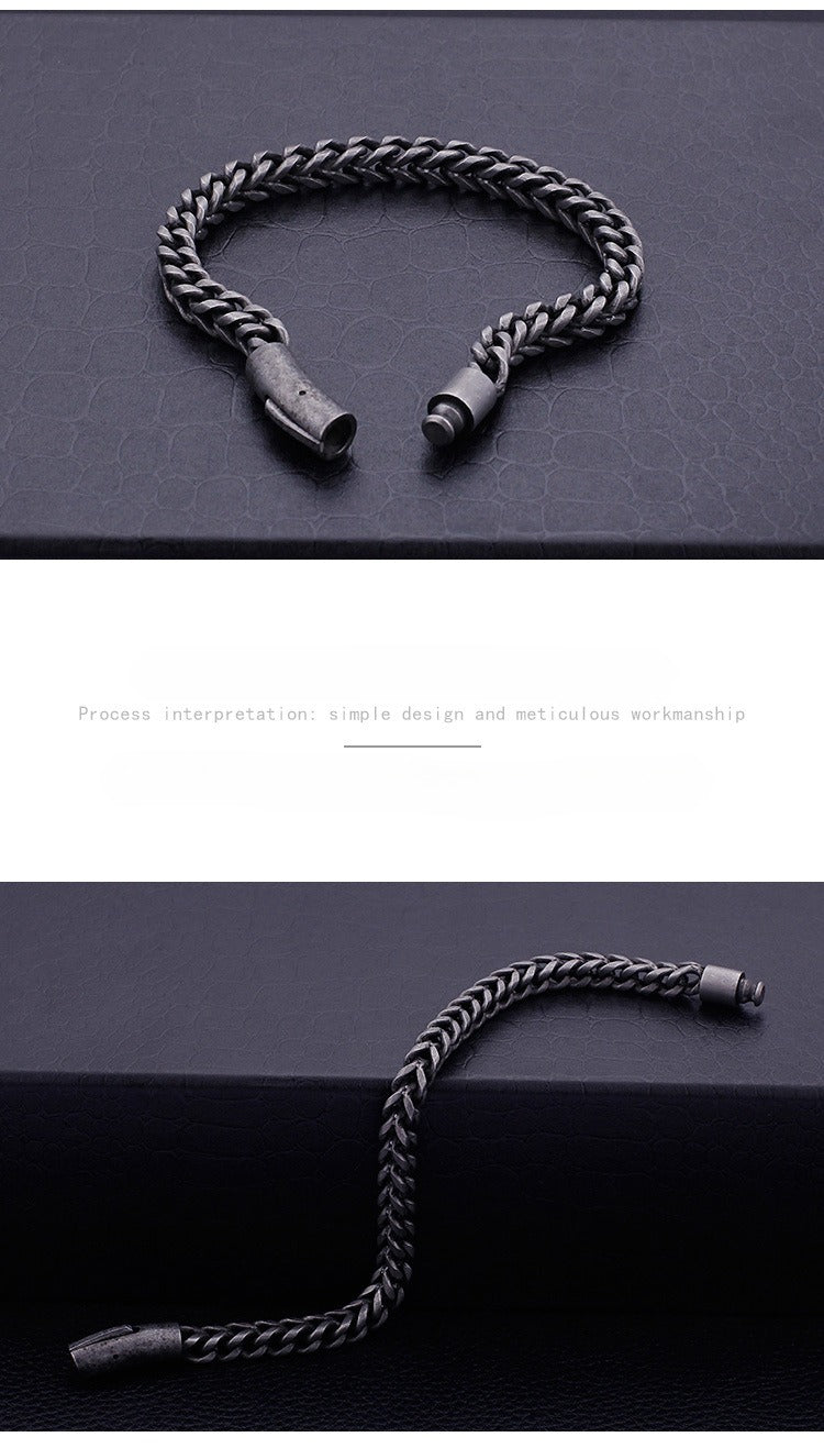 Kemstone Retro Titanium Steel Chain Bracelet – Minimalist Hip-Hop Jewelry for Men’s Daily Wear KB95694