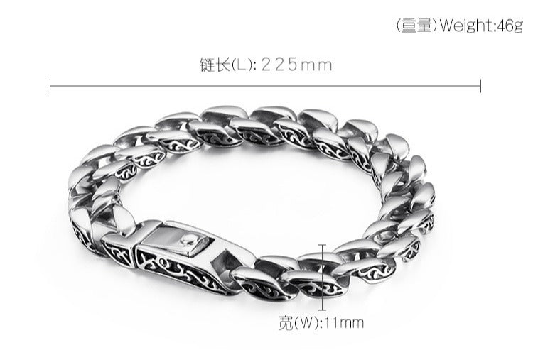 Kemstone Men's Titanium Steel Bracelet - Retro Floral Stainless Steel Cuff Elegance & Gift KB44060-D