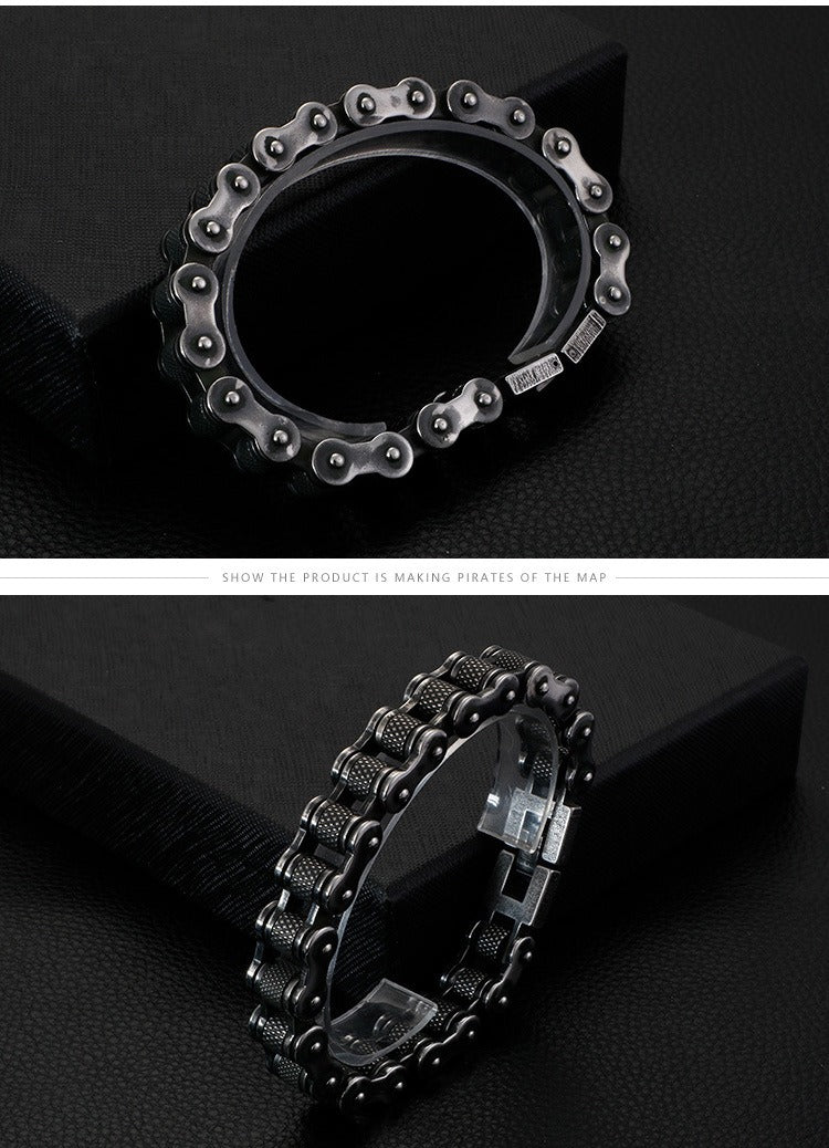 Kemstone Titanium Urban Biker Chain Bracelet – Lightweight Rugged Motorcycle Style KB86277