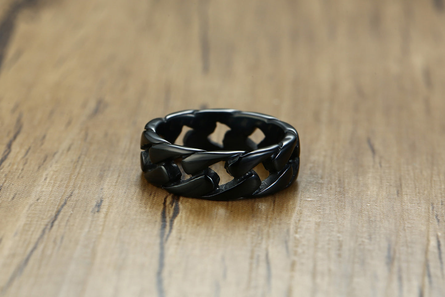 Kemstone Cuban Chain Link Ring – Bold Stainless Steel Biker Band for Men R495