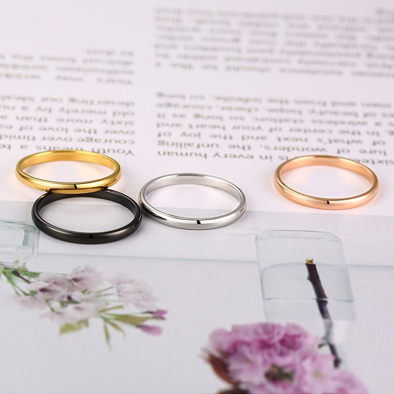 Kemstone 2mm Slim Circle Ring – Titanium Steel Stainless Steel Smooth Band for Daily Stacking R486