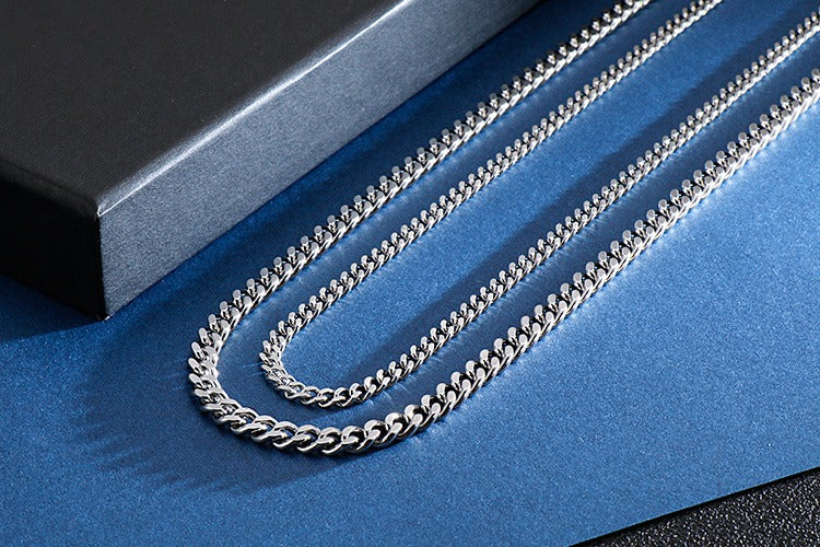 Kemstone Men’s Stainless Steel Curb Chain Necklace – 3-9.5mm Width, 45-50cm, Minimalist Street Armor KN93473-Z