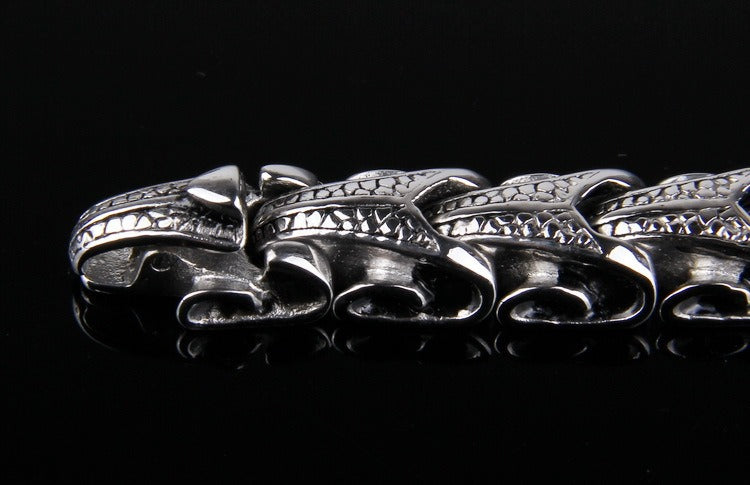 Kemstone Men’s Dragon Spine Chain Bracelet – 11mm Stainless Steel Gothic Norse KB40302-D