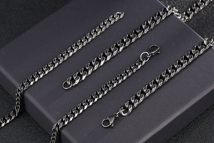 Kemstone Retro Chain Necklace – Rugged 304 Stainless Steel Urban Gothic Jewelry for Men KN108187-Z