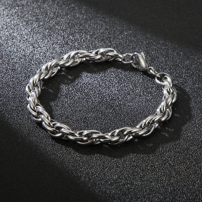 Kemstone Double-Clasp Adjustable Bracelet - Minimalist Stainless Steel Chain for Men's Daily Style KB107527-Z