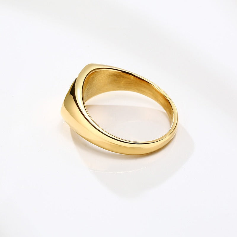 Anillo ovalado de acero inoxidable Kemstone - Joyería minimalista apilable de graduación para mujer RC-471