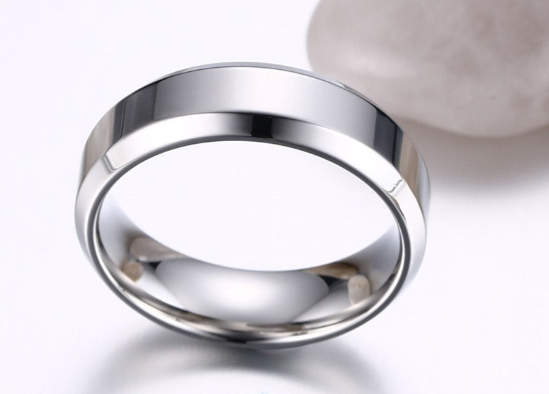 Kemstone Minimalist Power Band – 6mm Stainless Steel Black Ring | Gothic Street Style R-143