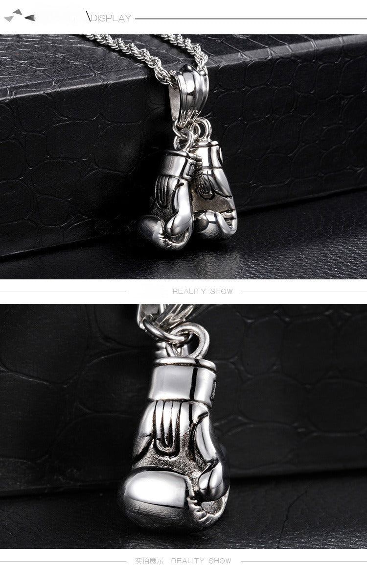 Kemstone Titanium Steel Boxing Glove Pendant – Heavyweight Fist Necklace for Men’s Street & Gym Style KP42085