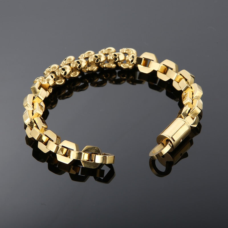 Kemstone Creative Skull Fusion Titanium Steel Men's Bracelet – Bold Punk Style KB152155-KFC