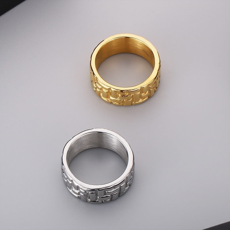 Kemstone Stainless Steel Minimalist Ring – Geometric Circle Band for Men | Urban Gothic Streetwear Style KR107928-KJX
