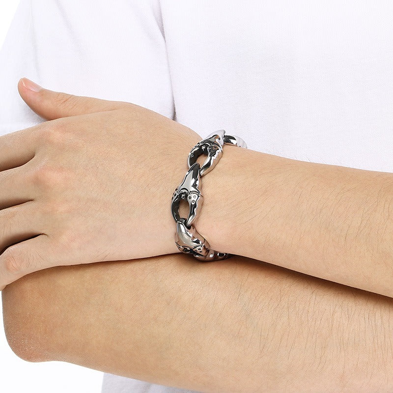 Kemstone Titanium Steel Crab Claw Bracelet for Men – Heavy Chain Punk Style KB205186-KJX