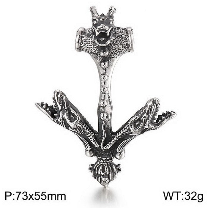 Kemstone Men’s Snake Pendant Necklace – Stainless Steel Gothic Punk Amulet, Norse Dark Jewelry KP55376-BD
