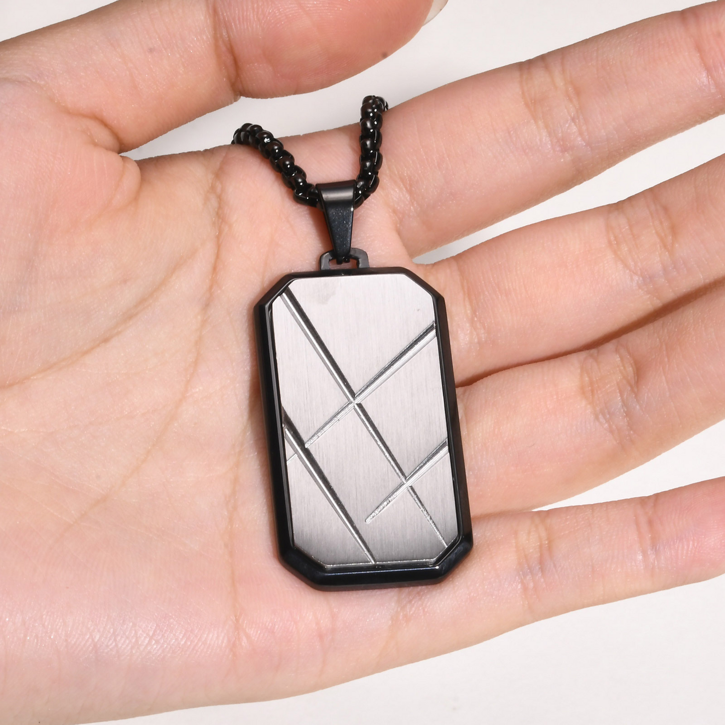 Kemstone Stainless Steel Bar Pendant Necklace for Men PN-1926