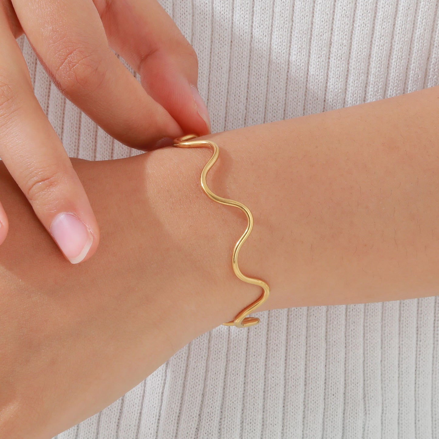 Wave Choker & Bracelet for Women – Stainless Steel Minimalist Street Jewelry | Gothic Nordic Vibe NC-1809