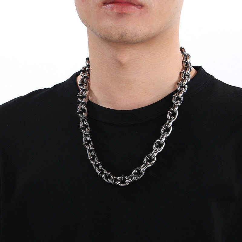 Kemstone Men’s Rivet Chain Bracelet or Necklace – Stainless Steel Punk Nail-Link Jewelry KB126373