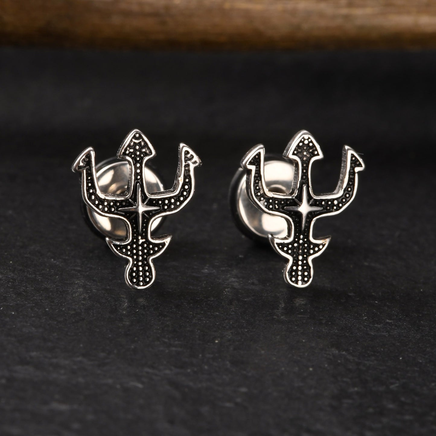 Kemstone Gothic Punk Stainless Steel Stud Earrings – Bold Vintage Edge