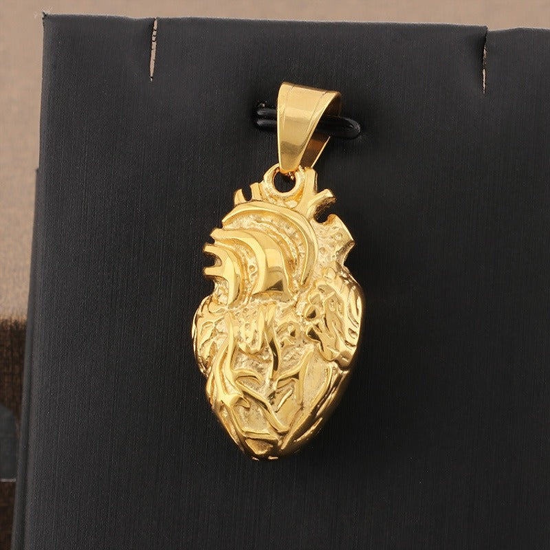 Kemstone Anatomical Heart Pendant – 18K Vacuum Plated Stainless Steel Gothic Power Symbol KP130473
