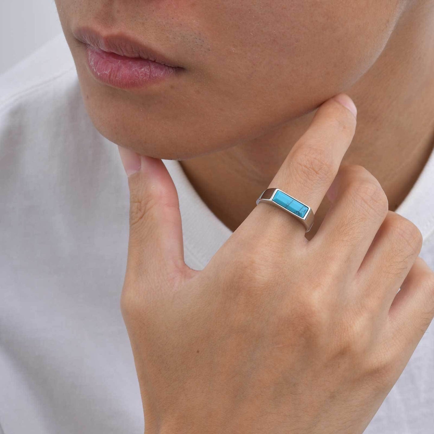 Kemstone Stainless Steel Stone Ring – Men’s Jewelry Turquoise Lapis Tiger Eye RC-712