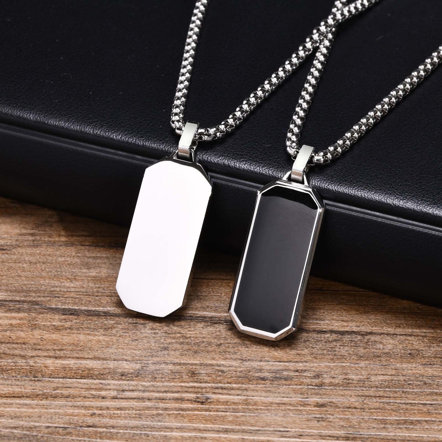 Men’s Stainless Steel Dog Tag Necklace – Geometric Minimalist Pendant PN-1858