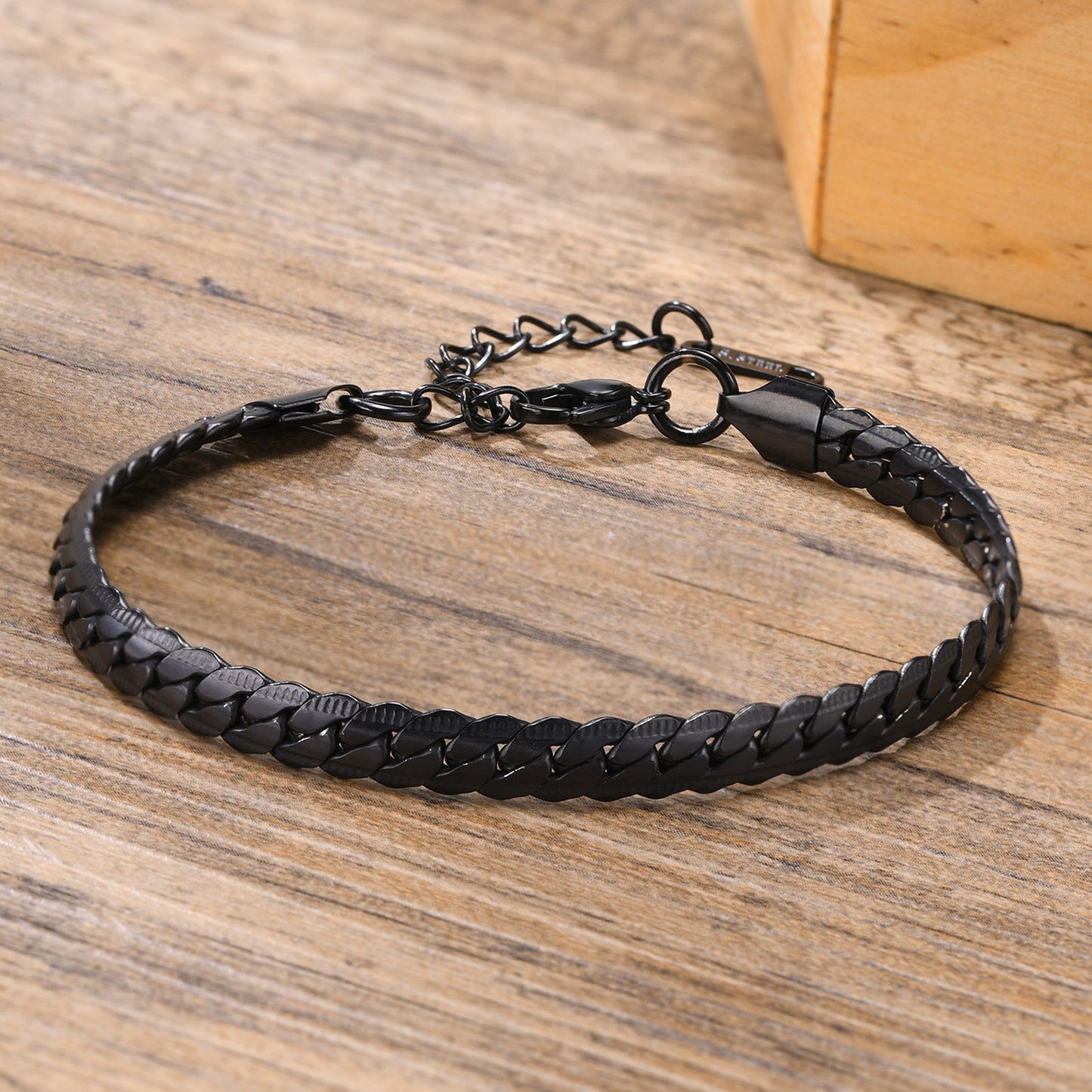 Kemstone Cuban Link Bracelet – 6mm Gold-Tone Stainless Steel Men’s Chain BR-1231