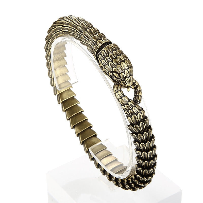 Gothic Snake Scale Chain Bracelet & Necklace – Vintage Titanium Steel Serpent Jewelry for Men KB126122