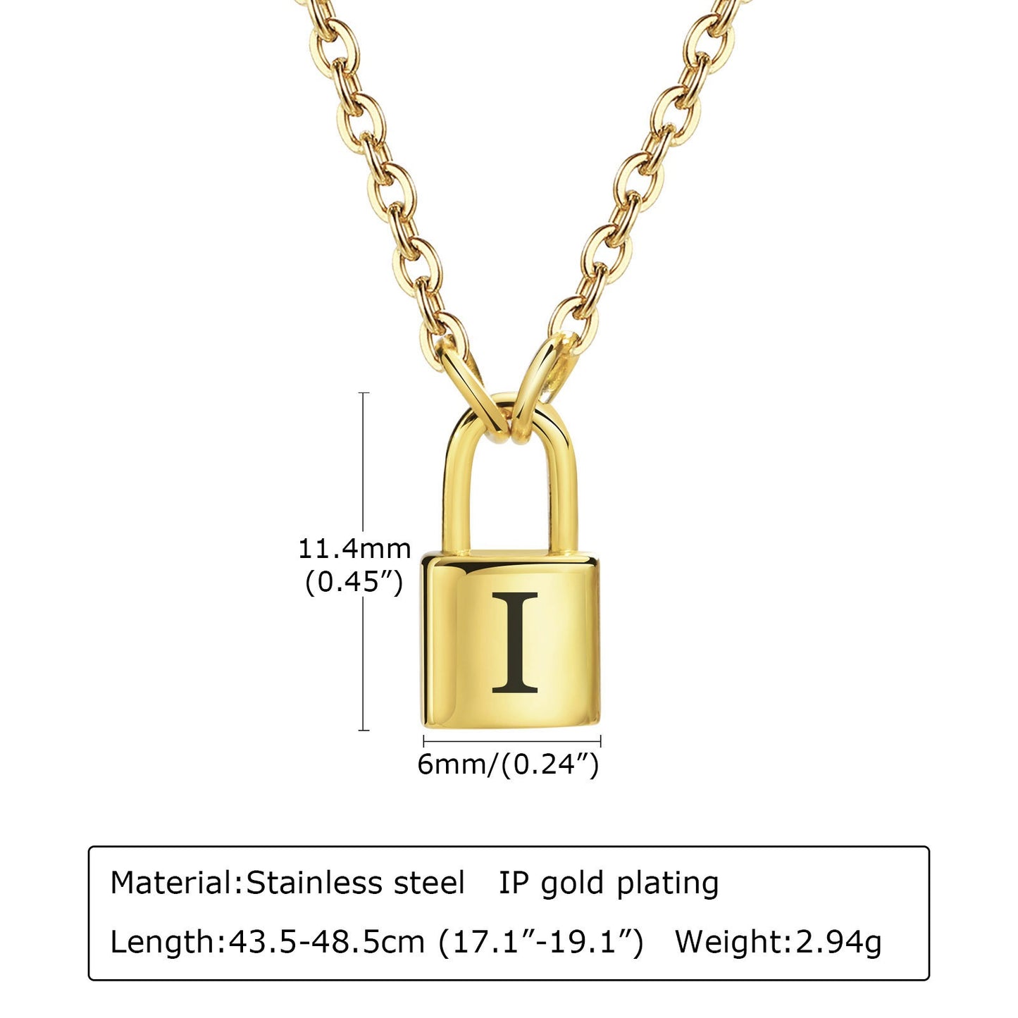 Colgantes de letras con cerradura de acero inoxidable Kemstone: collar minimalista con el alfabeto para historias cotidianas NC-1033