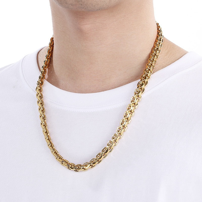 Kemstone Titanium Steel Flat Link Chain Bracelet & Necklace for Men KB188230-KJX