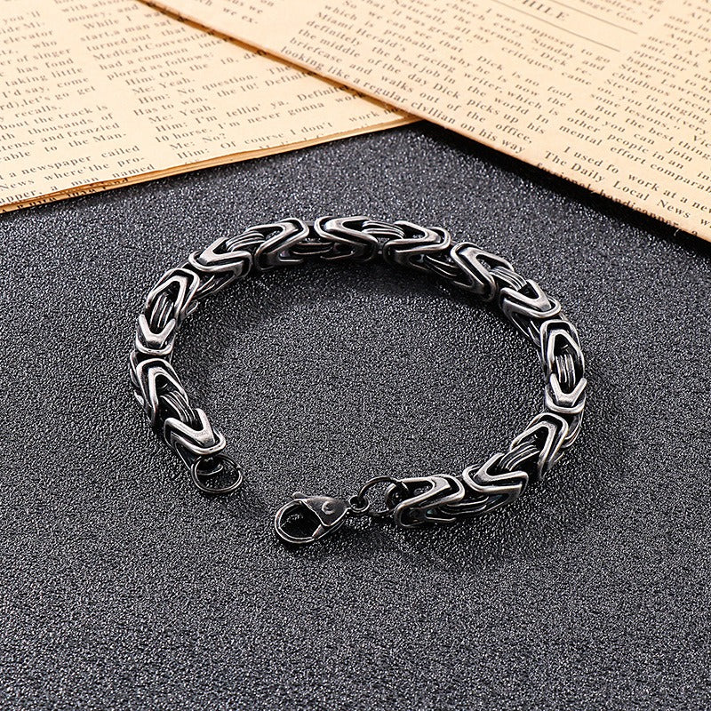 Kemstone Men’s V-Byzantine Stainless Steel Chain Set – Bold Hip Hop Link Necklace & Bracelet, 20–50cm KS141151-Z