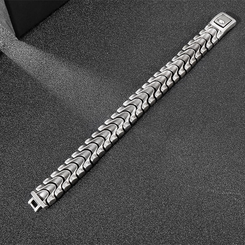 Kemstone Vintage Bolt-Chain Stainless Steel Bracelet - Bold Rugged Design for Men KB117455