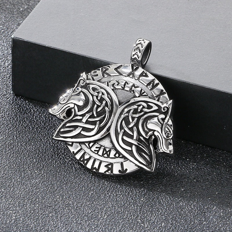Kemstone Men’s Titanium Steel Viking Dragon Pendant Necklace – Celtic Eagle Design KP117361-MZOZ